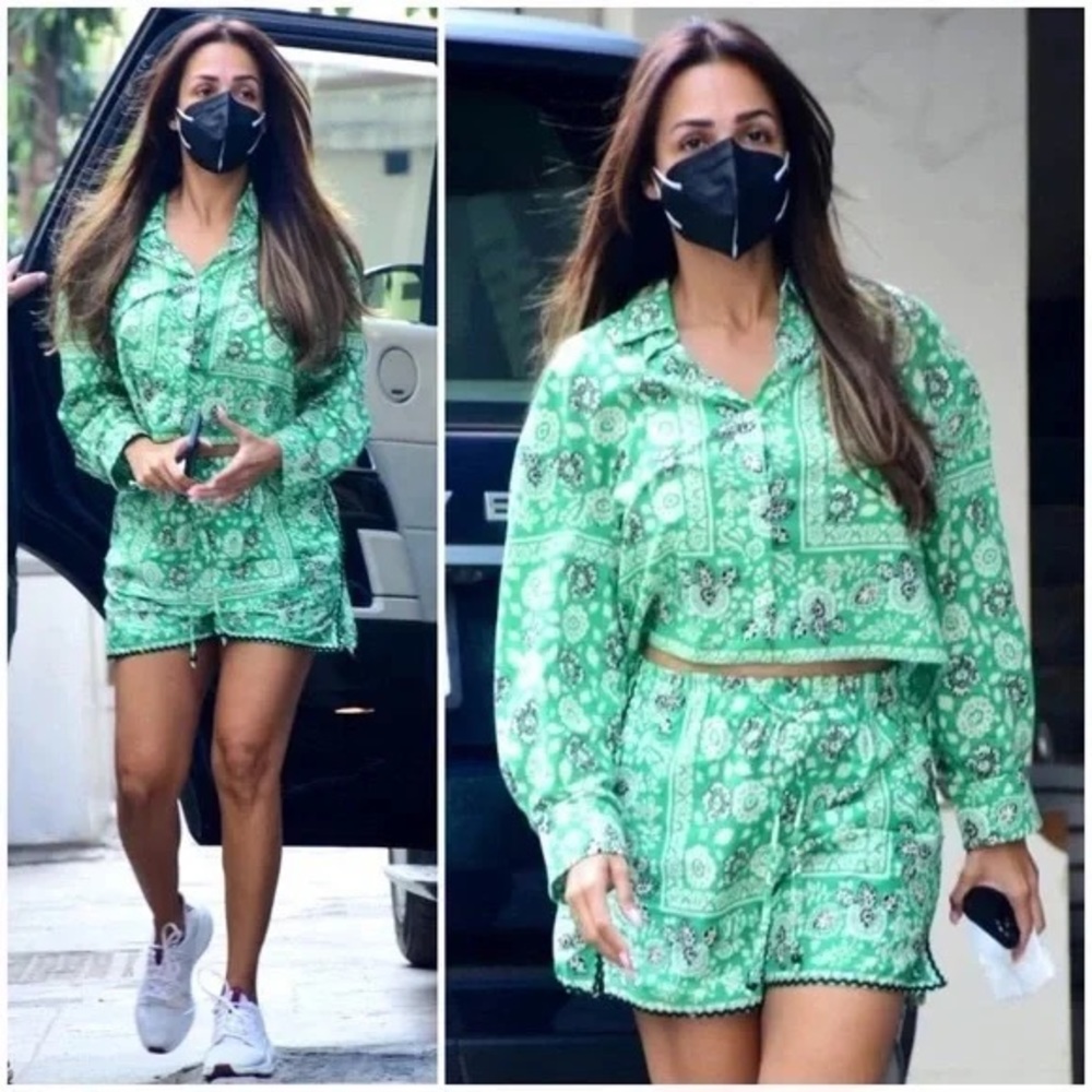 Zara kelly green paisley shorts XS summer festival - Picture 7 of 9